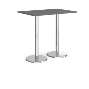 Pisa rectangular poseur table with round chrome bases 1200mm x 800mm - Onyx Grey - PPR1200-OG
