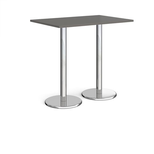 Pisa rectangular poseur table with round chrome bases 1200mm x 800mm - Onyx Grey - PPR1200-OG