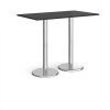 Pisa rectangular poseur table with round chrome bases 1400mm x 800mm - Black - PPR1400-BK