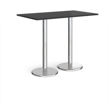 Pisa rectangular poseur table with round chrome bases 1400mm x 800mm - Black - PPR1400-BK