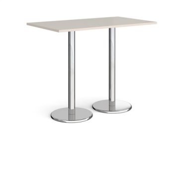 Pisa rectangular poseur table with round chrome bases 1400mm x 800mm - Light Grey - PPR1400-LG