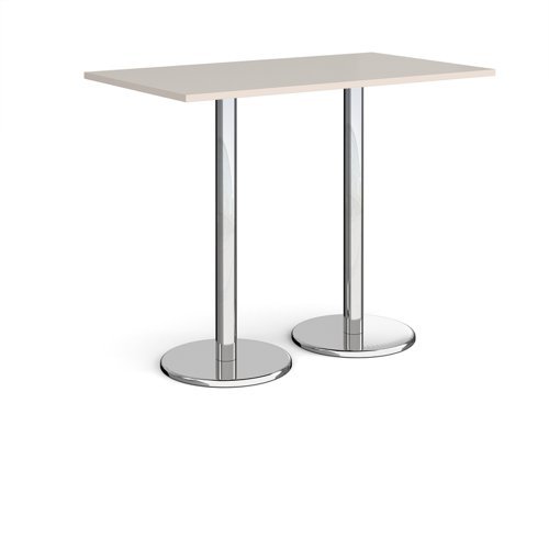 Pisa rectangular poseur table with round chrome bases 1400mm x 800mm - Light Grey - PPR1400-LG