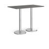 Pisa rectangular poseur table with round chrome bases 1400mm x 800mm - Onyx Grey - PPR1400-OG