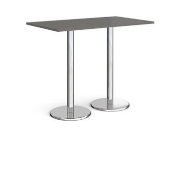 Pisa rectangular poseur table with round chrome bases 1400mm x 800mm - Onyx Grey - PPR1400-OG