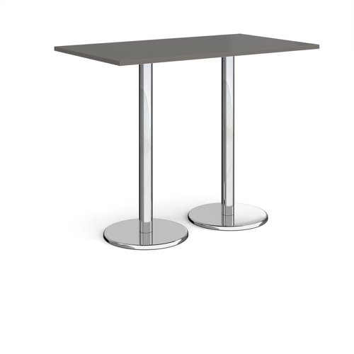 Pisa rectangular poseur table with round chrome bases 1400mm x 800mm - Onyx Grey - PPR1400-OG
