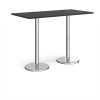 Pisa rectangular poseur table with round chrome bases 1600mm x 800mm - Black - PPR1600-BK