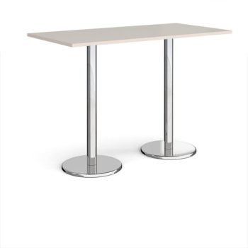 Pisa rectangular poseur table with round chrome bases 1600mm x 800mm - Light Grey - PPR1600-LG