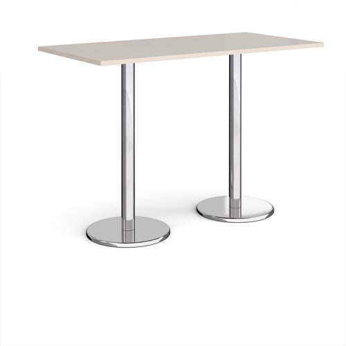 Pisa rectangular poseur table with round chrome bases 1600mm x 800mm - Light Grey - PPR1600-LG