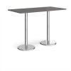 Pisa rectangular poseur table with round chrome bases 1600mm x 800mm - Onyx Grey - PPR1600-OG