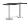 Pisa rectangular poseur table with round chrome bases 1800mm x 800mm - Black - PPR1800-BK