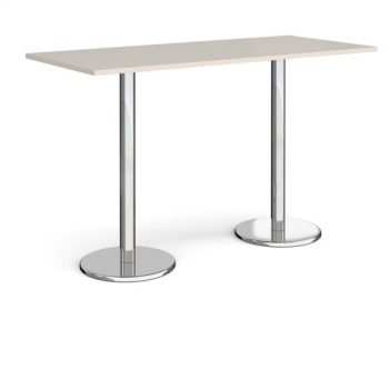 Pisa rectangular poseur table with round chrome bases 1800mm x 800mm - Light Grey - PPR1800-LG