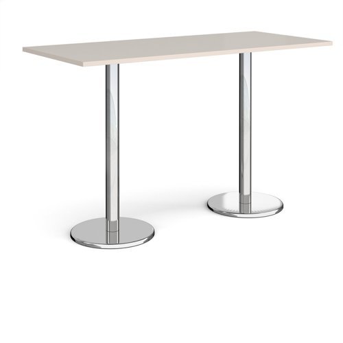 Pisa rectangular poseur table with round chrome bases 1800mm x 800mm - Light Grey - PPR1800-LG