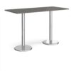 Pisa rectangular poseur table with round chrome bases 1800mm x 800mm - Onyx Grey - PPR1800-OG