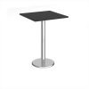 Pisa square poseur table with round chrome base 800mm - Black - PPS800-BK