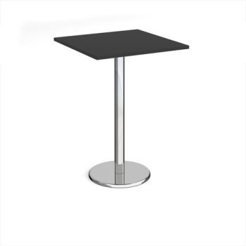 Pisa square poseur table with round chrome base 800mm - Black - PPS800-BK