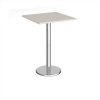 Pisa square poseur table with round chrome base 800mm - Light Grey - PPS800-LG