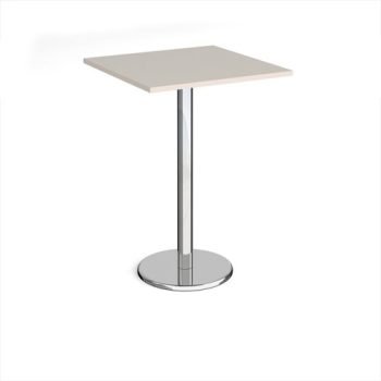 Pisa square poseur table with round chrome base 800mm - Light Grey - PPS800-LG