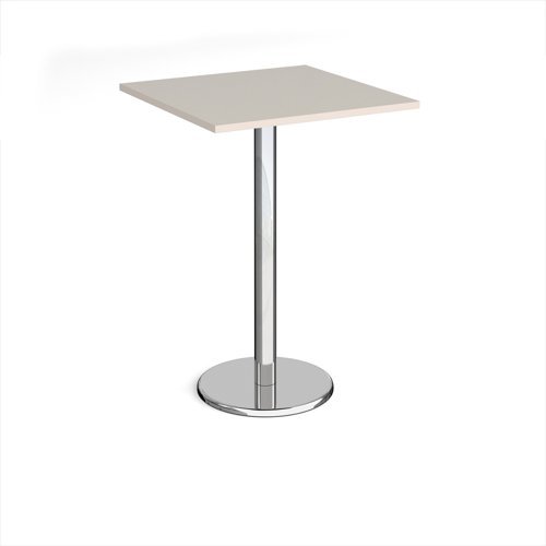 Pisa square poseur table with round chrome base 800mm - Light Grey - PPS800-LG