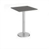 Pisa square poseur table with round chrome base 800mm - Onyx Grey - PPS800-OG