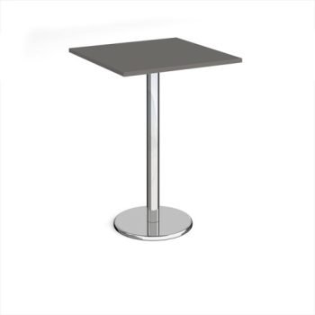 Pisa square poseur table with round chrome base 800mm - Onyx Grey - PPS800-OG