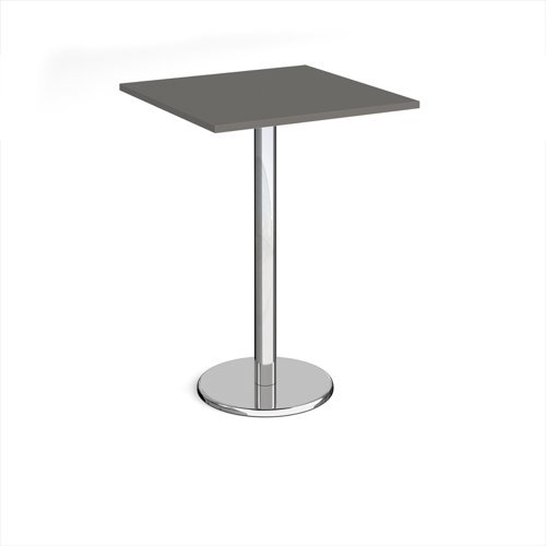 Pisa square poseur table with round chrome base 800mm - Onyx Grey - PPS800-OG