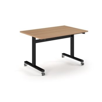 Pro Flip Rectangular Table 1200 x 800 Black Frame Beech Top - PROFL12-K-B