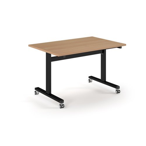 Pro Flip Rectangular Table 1200 x 800 Black Frame Beech Top - PROFL12-K-B