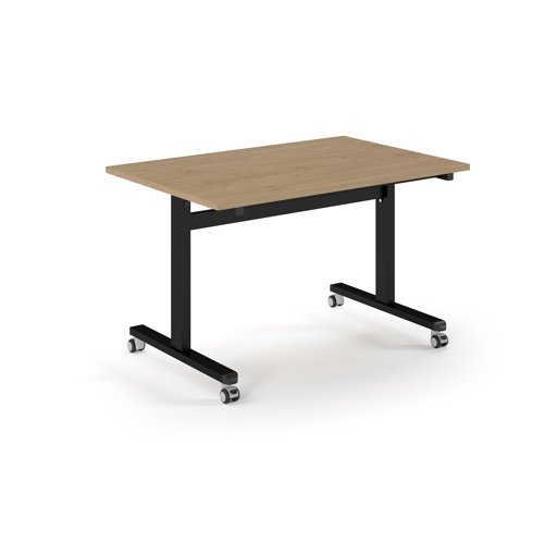 Pro Flip Rectangular Table 1200 x 800 Black Frame Kendal Oak Top - PROFL12-K-KO
