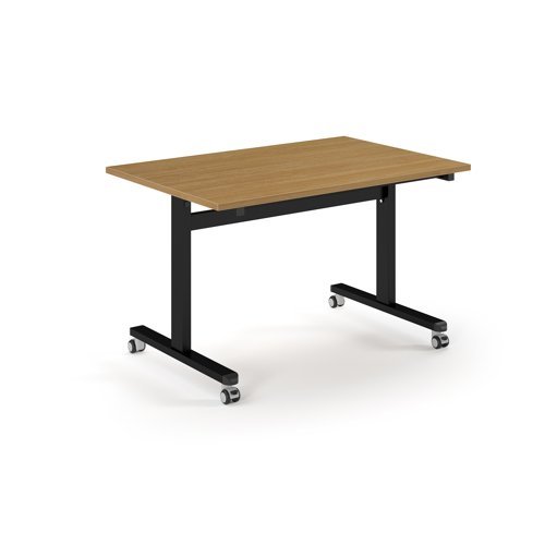 Pro Flip Rectangular Table 1200 x 800 Black Frame Oak Top - PROFL12-K-O
