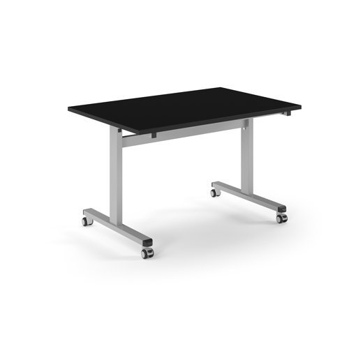 Pro Flip Rectangular Table 1200 x 800 Silver Frame Black Top - PROFL12-S-BK
