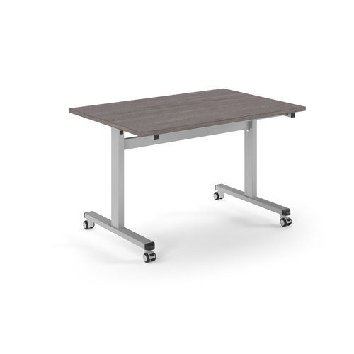 Pro Flip Rectangular Table 1200 x 800 Silver Frame Grey Oak Top - PROFL12-S-GO