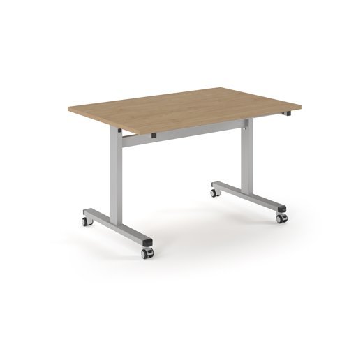 Pro Flip Rectangular Table 1200 x 800 Silver Frame Kendal Oak Top - PROFL12-S-KO
