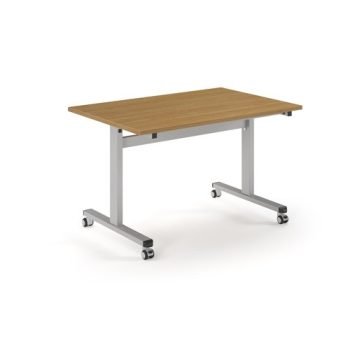 Pro Flip Rectangular Table 1200 x 800 Silver Frame Oak Top - PROFL12-S-O