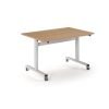 Pro Flip Rectangular Table 1200 x 800 White Frame Beech Top - PROFL12-WH-B