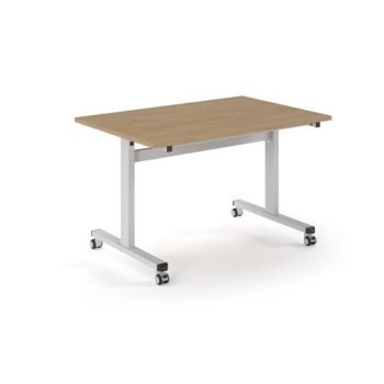 Pro Flip Rectangular Table 1200 x 800 White Frame Kendal Oak Top - PROFL12-WH-KO