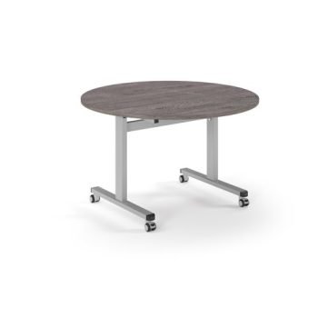 Pro Flip Circular Table 1200 Dia Silver Grey Oak Top - PROFL12C-S-GO