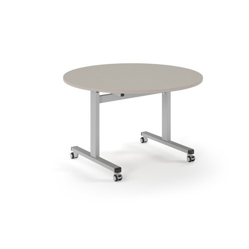 Pro Flip Circular Table 1200 Dia Silver Light Grey Top - PROFL12C-S-LG