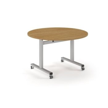 Pro Flip Circular Table 1200 Dia Silver Oak Top - PROFL12C-S-O