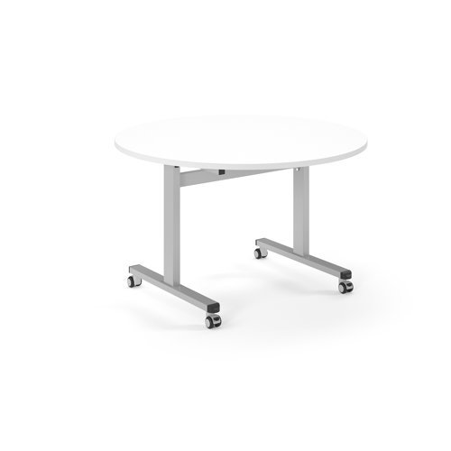 Pro Flip Circular Table 1200 Dia Silver White Top - PROFL12C-S-WH