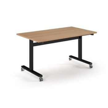 Pro Flip Rectangular Table 1400 x 800 Black Frame Beech Top - PROFL14-K-B