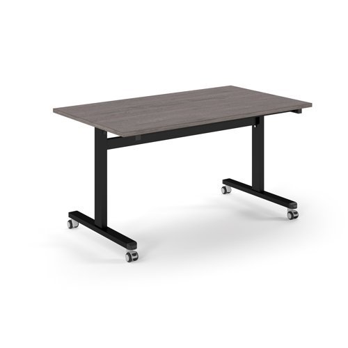 Pro Flip Rectangular Table 1400 x 800 Black Frame Grey Oak Top - PROFL14-K-GO