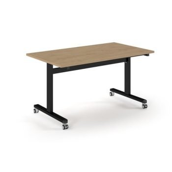 Pro Flip Rectangular Table 1400 x 800 Black Frame Kendal Oak Top - PROFL14-K-KO