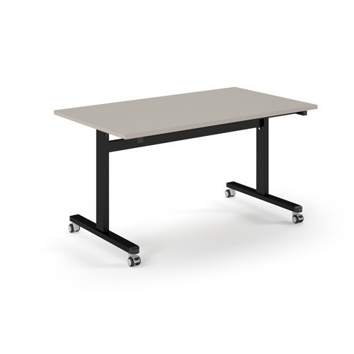 Pro Flip Rectangular Table 1400 x 800 Black Frame Light Grey Top - PROFL14-K-LG