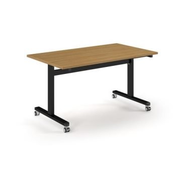 Pro Flip Rectangular Table 1400 x 800 Black Frame Oak Top - PROFL14-K-O
