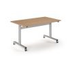 Pro Flip Rectangular Table 1400 x 800 Silver Frame Beech Top - PROFL14-S-B