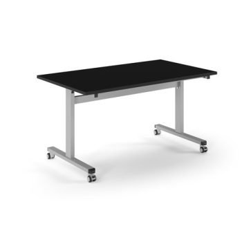 Pro Flip Rectangular Table 1400 x 800 Silver Frame Black Top - PROFL14-S-BK