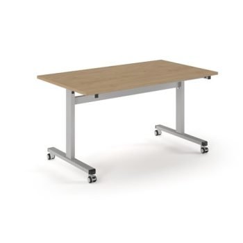 Pro Flip Rectangular Table 1400 x 800 Silver Frame Kendal Oak Top - PROFL14-S-KO