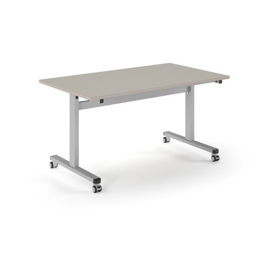 Pro Flip Rectangular Table 1400 x 800 Silver Frame Light Grey Top - PROFL14-S-LG