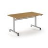 Pro Flip Rectangular Table 1400 x 800 Silver Frame Oak Top - PROFL14-S-O