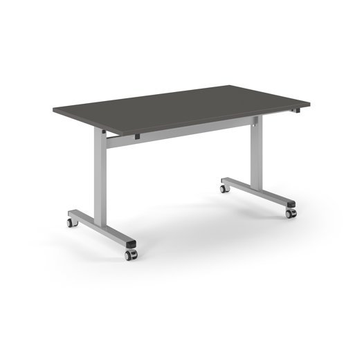 Pro Flip Rectangular Table 1400 x 800 Silver Frame Onyx Grey Top - PROFL14-S-OG